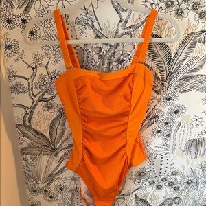 Orange One Piece Swimsuit with Adjustable Straps